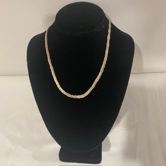 Vintage 925 Sterling Silver Braided Herringbone Style Necklace 18" Long 4mm Wide - Picture 1 of 4
